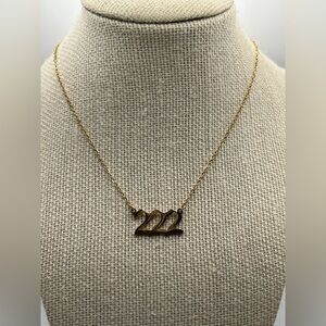 222 Angel Number Necklace Gold or‎ Silver 18 inch length Stainless Steel